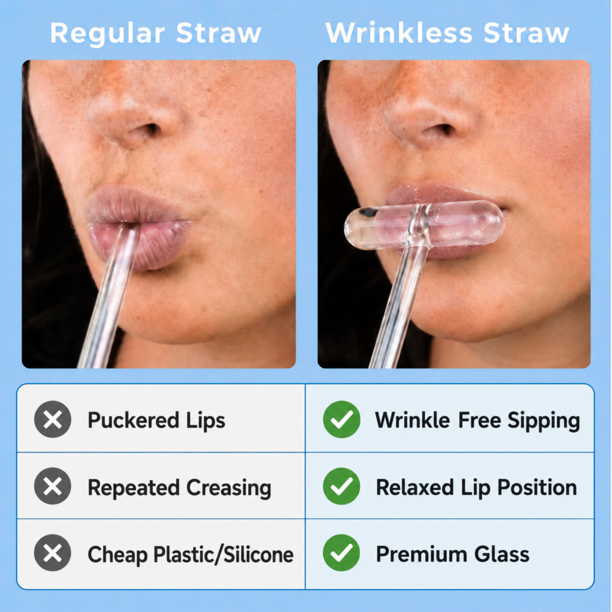 Anti-Wrinkle Glass Straw Set